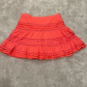 Sundance Women's Knee Length Skirt Bright‎ Pink Lace Size 16